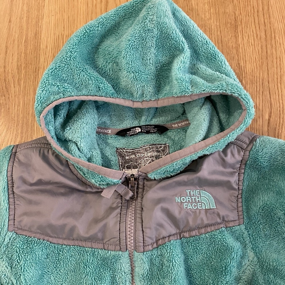 The North Face Girls M 10/12 Teal Blue Gray Full Zip Jacket